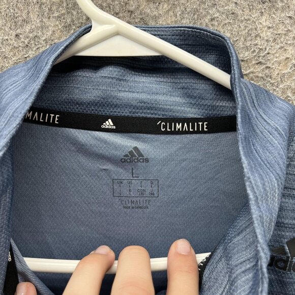 Adidas Sweatshirt Mens Large Blue Climalite Quarter Zip Pullover Athletic Golf - Picture 8 of 10